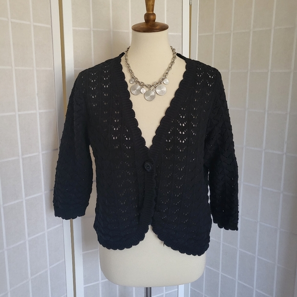 Vintage Sweaters - VINTAGE Crochet Knit Cardigan Sweater